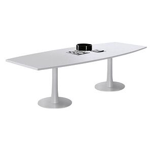 Quadrifoglio Konferenztisch Idea+ lichtgrau Tonnenform, Säulenfuß weiß, 280,0 x 80,0 - 110,0 x 74,0 cm Quadrifoglio Konferenztisch Idea+ lichtgrau Tonnenform, Säulenfuß weiß, 280,0 x 80,0 - 110,0 x 74,0 cm