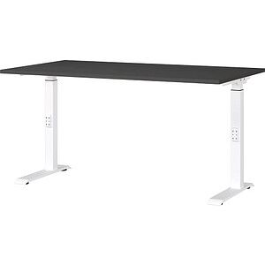 GERMANIA DOWNEY höhenverstellbarer Schreibtisch grafit rechteckig, C-Fuß-Gestell weiß 140,0 x 80,0 cm GERMANIA DOWNEY höhenverstellbarer Schreibtisch grafit rechteckig, C-Fuß-Gestell weiß 140,0 x 80,0 cm