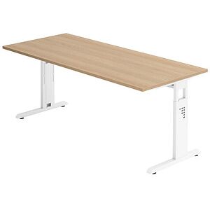 HAMMERBACHER OS 19 Höhenverstellbarer Schreibtisch - Weiß & Eiche - 180x80 cm HAMMERBACHER OS 19 Höhenverstellbarer Schreibtisch - Weiß & Eiche - 180x80 cm