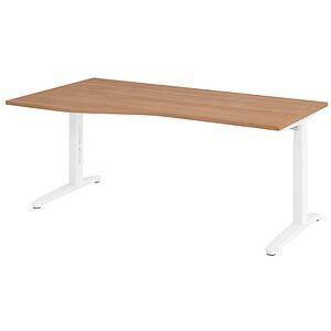 HAMMERBACHER VXB18 höhenverstellbarer Schreibtisch nussbaum Trapezform, C-Fuß-Gestell weiß 180,0 x 80,0/100,0 cm HAMMERBACHER VXB18 höhenverstellbarer Schreibtisch nussbaum Trapezform, C-Fuß-Gestell weiß 180,0 x 80,0/100,0 cm