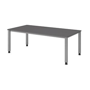 HAMMERBACHER QS2E höhenverstellbarer Schreibtisch grafit rechteckig, 4-Fuß-Gestell silber 200,0 x 100,0 cm HAMMERBACHER QS2E höhenverstellbarer Schreibtisch grafit rechteckig, 4-Fuß-Gestell silber 200,0 x 100,0 cm