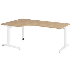 HAMMERBACHER VXB82 höhenverstellbarer Schreibtisch eiche L-Form, C-Fuß-Gestell weiß 200,0 x 120,0 cm HAMMERBACHER VXB82 höhenverstellbarer Schreibtisch eiche L-Form, C-Fuß-Gestell weiß 200,0 x 120,0 cm