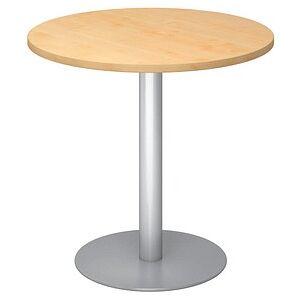 Kaiserkraft Meeting-Tisch - Ø 800 mm, 755 mm hoch, Silberrahmen, Ahorn-Design Kaiserkraft Meeting-Tisch - Ø 800 mm, 755 mm hoch, Silberrahmen, Ahorn-Design