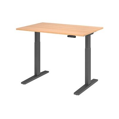 HAMMERBACHER XMKA12 elektrisch höhenverstellbarer Schreibtisch eiche rechteckig, C-Fuß-Gestell grau 120,0 x 80,0 cm HAMMERBACHER XMKA12 elektrisch höhenverstellbarer Schreibtisch eiche rechteckig, C-Fuß-Gestell grau 120,0 x 80,0 cm