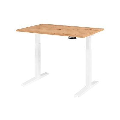 HAMMERBACHER Elektrischer höhenverstellbarer Schreibtisch - Weiß & Eiche - 120x80cm HAMMERBACHER Elektrischer höhenverstellbarer Schreibtisch - Weiß & Eiche - 120x80cm
