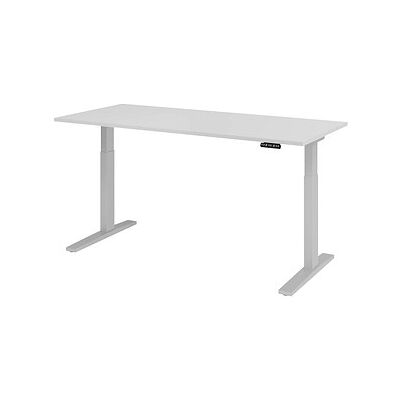 HAMMERBACHER XMKA19 elektrisch höhenverstellbarer Schreibtisch lichtgrau rechteckig, C-Fuß-Gestell silber 180,0 x 80,0 cm HAMMERBACHER XMKA19 elektrisch höhenverstellbarer Schreibtisch lichtgrau rechteckig, C-Fuß-Gestell silber 180,0 x 80,0 cm