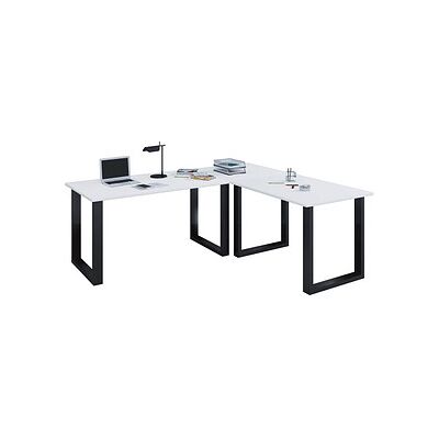 VCM my office Lona Schreibtisch weiß L-Form, U-Fuß-Gestell schwarz 160,0 x 50,0/160,0 cm VCM my office Lona Schreibtisch weiß L-Form, U-Fuß-Gestell schwarz 160,0 x 50,0/160,0 cm