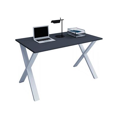VCM my office Lona Schreibtisch anthrazit rechteckig, X-Fuß-Gestell silber 140,0 x 80,0 cm VCM my office Lona Schreibtisch anthrazit rechteckig, X-Fuß-Gestell silber 140,0 x 80,0 cm