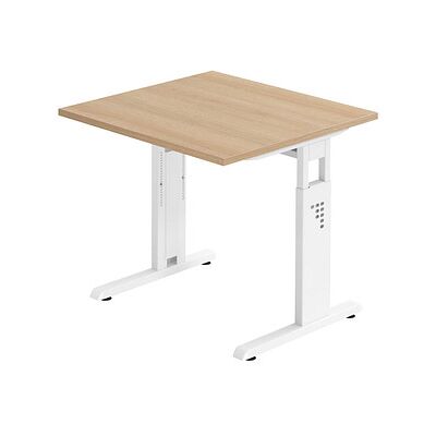HAMMERBACHER Marke Gradeo Höhenverstellbarer Schreibtisch - 80x80cm, Weiß, Eiche HAMMERBACHER Marke Gradeo Höhenverstellbarer Schreibtisch - 80x80cm, Weiß, Eiche