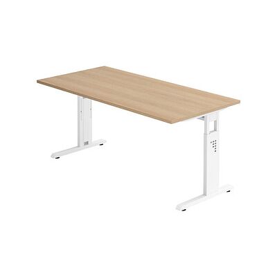 HAMMERBACHER OS 16 höhenverstellbarer Schreibtisch eiche rechteckig, C-Fuß-Gestell weiß 160,0 x 80,0 cm HAMMERBACHER OS 16 höhenverstellbarer Schreibtisch eiche rechteckig, C-Fuß-Gestell weiß 160,0 x 80,0 cm
