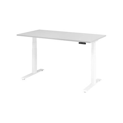 HAMMERBACHER Elektrisch höhenverstellbarer Schreibtisch - Lichtgrau, 160x80 cm, Weiß HAMMERBACHER Elektrisch höhenverstellbarer Schreibtisch - Lichtgrau, 160x80 cm, Weiß