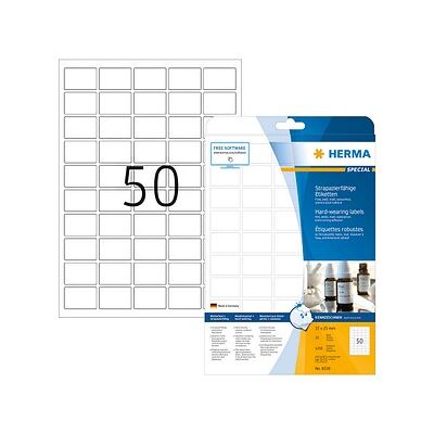 HERMA wetterfeste Folienetiketten 8338 weiß 37,0 x 25,0 mm, 25 Blatt HERMA wetterfeste Folienetiketten 8338 weiß 37,0 x 25,0 mm, 25 Blatt