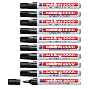 edding 3000 Permanentmarker schwarz 1,5 - 3,0 mm, 10 St.