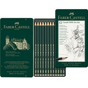 FABER-CASTELL Castell 9000 Art Set Bleistift-Set 8B - 2H grün, 12 St.