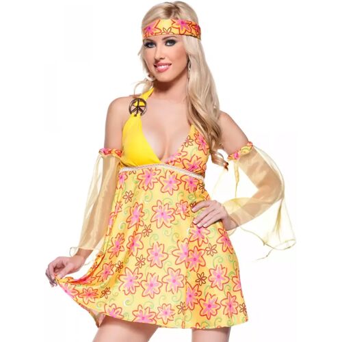 Karneval Universe Blumenkind Minikleid Large   Hippie Faschingskostüme