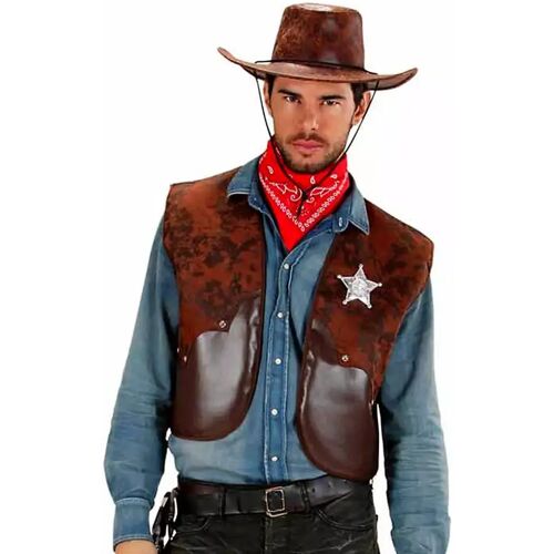 Karneval Universe Cowboy Weste braun XL   Cowboy Kostüm Zubehör L/XL