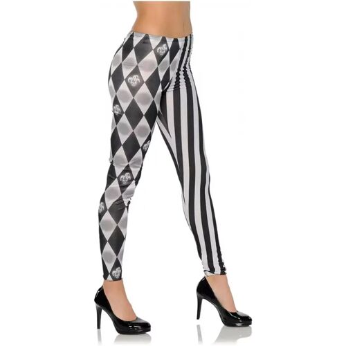 Karneval Universe Kostüm Leggings Harlekin schwarz-weiß für Halloween XS