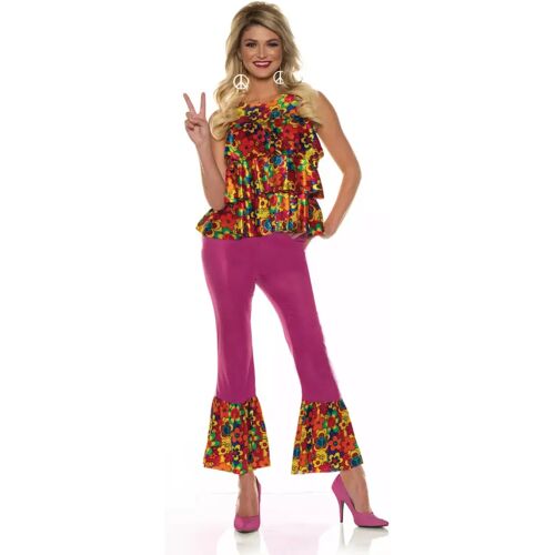 Karneval Universe Hippie Girl Kostüm mit Schlaghose  für Fasching XL