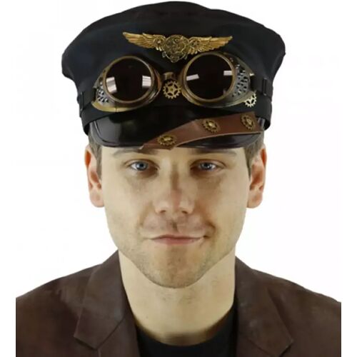 Karneval Universe Pilotenmütze Steampunk mit Fliegerbrille ordern ★