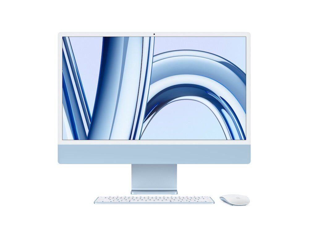 Apple iMac 24" (2023) Blau M3 Chip mit 8-Core CPU, 8-Core GPU und 16-Core Neutral Engine 24" 256 GB Magic Keyboard – Deutsch macOS 8 GB kein Gigabit Ethernet Magic Maus