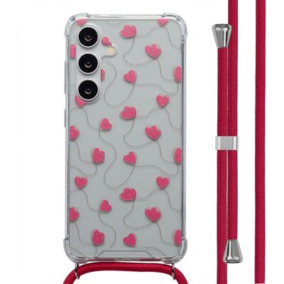 imoshion Design Hülle mit Band für das Samsung Galaxy S24 - Dusty Rose Connected Hearts imoshion Design Hülle mit Band für das Samsung Galaxy S24 - Dusty Rose Connected Hearts