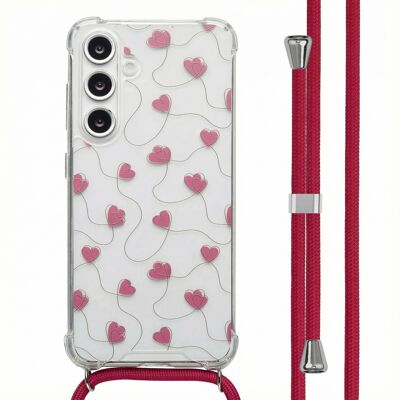 imoshion Design Hülle mit Band für das Samsung Galaxy S24 FE - Dusty Rose Connected Hearts imoshion Design Hülle mit Band für das Samsung Galaxy S24 FE - Dusty Rose Connected Hearts