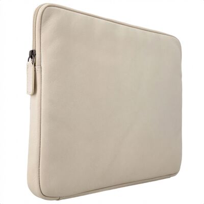 Accezz Leather Laptop Hülle mit Reißverschluss 15-16 Zoll - Laptop Sleeve - Beige Accezz Leather Laptop Hülle mit Reißverschluss 15-16 Zoll - Laptop Sleeve - Beige