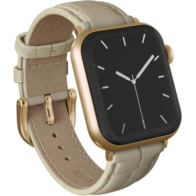 Burga Armband aus echtem Leder - Apple Watch 44/45/46/49 mm / Universelle 20 mm Anschluss - Buttermelt / Gold Burga Armband aus echtem Leder - Apple Watch 44/45/46/49 mm / Universelle 20 mm Anschluss - Buttermelt / Gold
