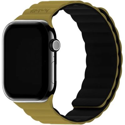 Holdit Silikonarmband Magnet für Apple Watch 44/45/46/49 mm - Warm Olive / Black Holdit Silikonarmband Magnet für Apple Watch 44/45/46/49 mm - Warm Olive / Black