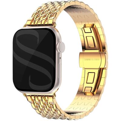 Selencia Drachenarmband aus Stahl für Apple Watch 44/45/46/49 mm - Gold Selencia Drachenarmband aus Stahl für Apple Watch 44/45/46/49 mm - Gold