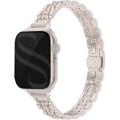 Selencia Jubilee inspiriertes schmales Edelstahlarmband für Apple Watch 38/40/41/42 mm - Starlight Selencia Jubilee inspiriertes schmales Edelstahlarmband für Apple Watch 38/40/41/42 mm - Starlight