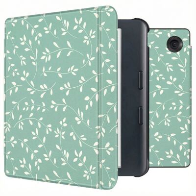 imoshion Design Slim Hard Case Sleepcover mit Stand für das Kobo Libra Colour - Smoke Green Flowers imoshion Design Slim Hard Case Sleepcover mit Stand für das Kobo Libra Colour - Smoke Green Flowers