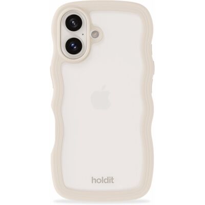 Holdit iPhone 16 Wavy Hülle - Beige / Transparent Holdit iPhone 16 Wavy Hülle - Beige / Transparent