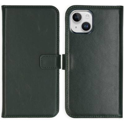 Selencia Echtleder Klapphülle für das Apple iPhone 15 - Grün Selencia Echtleder Klapphülle für das Apple iPhone 15 - Grün
