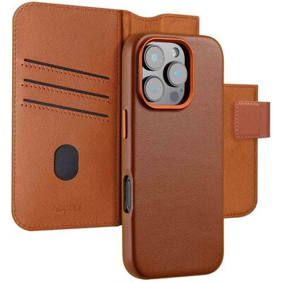 Accezz 2-in-1 Klapphülle aus Leder mit MagSafe für das Apple iPhone 16 Pro - Sienna Brown Accezz 2-in-1 Klapphülle aus Leder mit MagSafe für das Apple iPhone 16 Pro - Sienna Brown