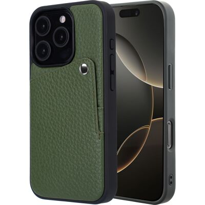 Selencia Riva Back Cover mit Kartenfach für das Apple iPhone 16 Pro - Sage Green Selencia Riva Back Cover mit Kartenfach für das Apple iPhone 16 Pro - Sage Green