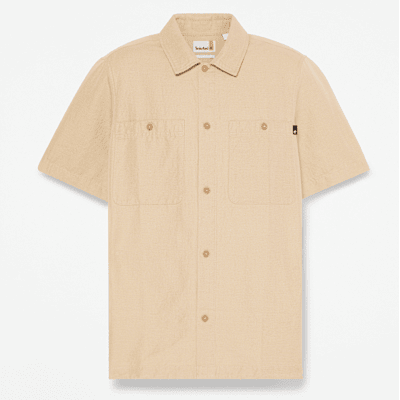 Timberland - Kurzärmeliges Utility-Hemd aus Baumwoll-Leinenmischung für Herren in Beige, Herren, Beige, Größe: L Timberland - Kurzärmeliges Utility-Hemd aus Baumwoll-Leinenmischung für Herren in Beige, Herren, Beige, Größe: L
