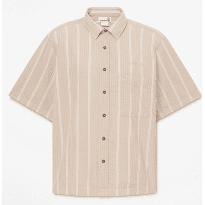 Timberland - All Gender Leichtes Button-down-Hemd in Grau/Beige, Beige, Größe: L Timberland - All Gender Leichtes Button-down-Hemd in Grau/Beige, Beige, Größe: L