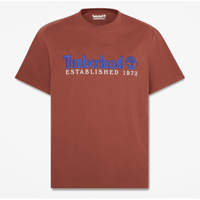 Timberland - Kurzarm-T-Shirt mit „Established 1973"-Stickerei für Herren in Braun, Herren, Braun, Größe: S Timberland - Kurzarm-T-Shirt mit „Established 1973"-Stickerei für Herren in Braun, Herren, Braun, Größe: S