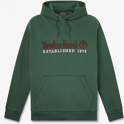 Timberland - Hoodie mit „Established 1973"-Logostickerei für Herren in Dunkelgrün, Herren, Grün, Größe: L Timberland - Hoodie mit „Established 1973"-Logostickerei für Herren in Dunkelgrün, Herren, Grün, Größe: L
