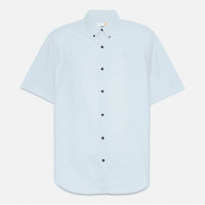 Timberland - Kurzarmhemd aus Stretch-Popeline für Herren in Blau, Herren, Blau, Größe: S Timberland - Kurzarmhemd aus Stretch-Popeline für Herren in Blau, Herren, Blau, Größe: S