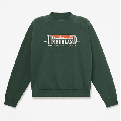 Timberland - Sweatshirt mit Rundhalsausschnitt, Grafik und angerauter Innenseite für Damen in Dunkelgrün, Damen, Grün, Größe: XL Timberland - Sweatshirt mit Rundhalsausschnitt, Grafik und angerauter Innenseite für Damen in Dunkelgrün, Damen, Grün, Größe: XL