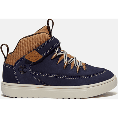 Timberland - Halbhoher Lisbon Street Sneaker mit Klettverschluss für Jugendliche in Dunkelblau/Braun, Braun, Größe: 35 Timberland - Halbhoher Lisbon Street Sneaker mit Klettverschluss für Jugendliche in Dunkelblau/Braun, Braun, Größe: 35
