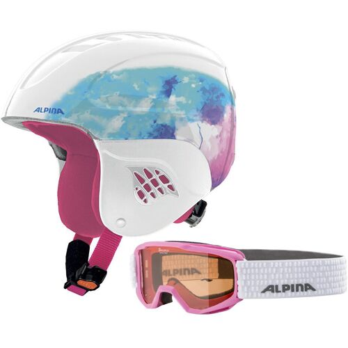 Alpina Carat Set Skihelm mit Skibrille (54-58 cm, 51 periwinkle gloss inkl. Piney, rosè/white Rahmen)