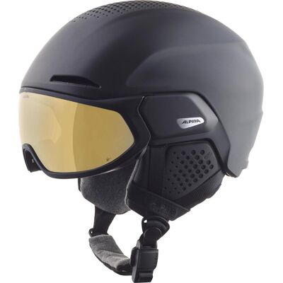 Alpina Alto Q-Lite Visier Skihelm (59-63 cm, 33 black matt (gold)) Alpina Alto Q-Lite Visier Skihelm (59-63 cm, 33 black matt (gold))