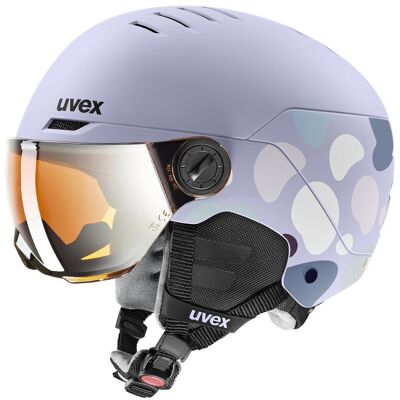 uvex Rocket Jr. Visor Kinderskihelm (54-58 cm, 00 cool lavender/abstract matt, Scheibe: mirror silver (S2)) uvex Rocket Jr. Visor Kinderskihelm (54-58 cm, 00 cool lavender/abstract matt, Scheibe: mirror silver (S2))