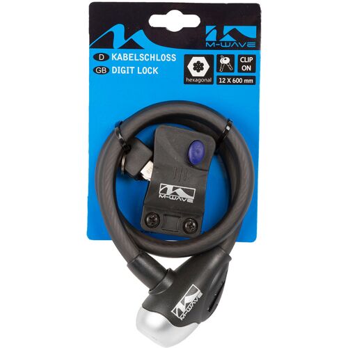 M-Wave Fahrradschloss 12 mm 600 mm 1800 mm Fahrrad E-Bike Schloss Kabelschloss Spiralschloss Spiralkabelschloss mit Halterung Diebstahlschutz