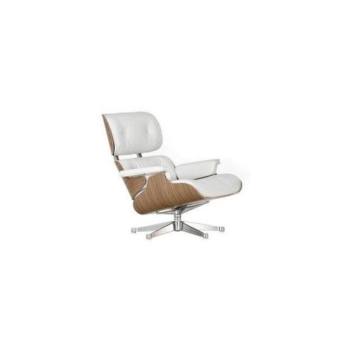 Vitra Lounge Chair XL Gestell Alu poliert weiß, Designer Charles & Ray Eames, 89x84x85-92 cm