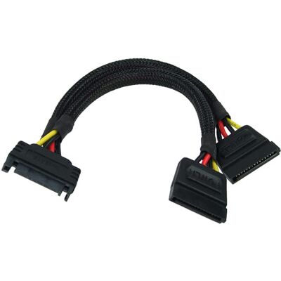 Phobya SATA Strom Y-Kabel 15cm - Schwarz Stromverteiler Phobya SATA Strom Y-Kabel 15cm - Schwarz Stromverteiler