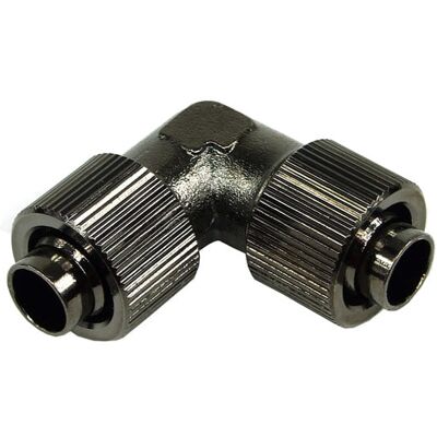 Aquatuning 13/10mm (10x1,5mm) L Schlauchverbinder - kompakt - black nickel Aquatuning 13/10mm (10x1,5mm) L Schlauchverbinder - kompakt - black nickel